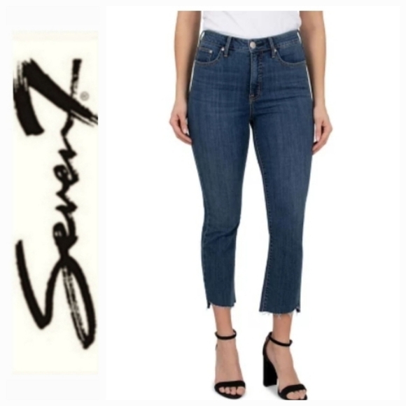 NWOT Seven7 | Hi rise fashion jean cropped bootleg raw step hem - Picture 1 of 12